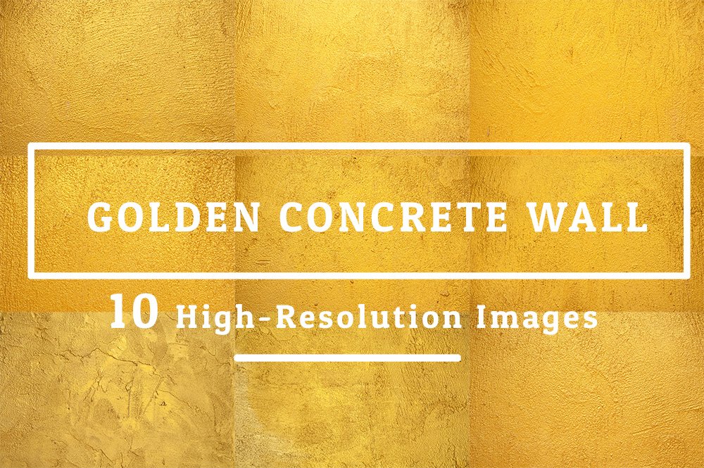 10 Images Golden Concrete Wall cover image.