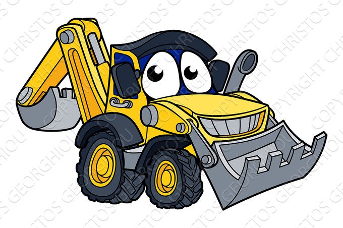 Digger Bulldozer Cartoon Character cover image.