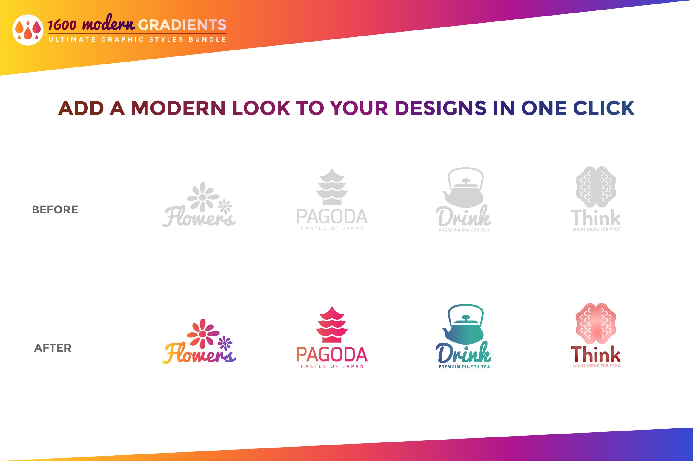 1600 Gradients Graphic Styles Bundle preview image.