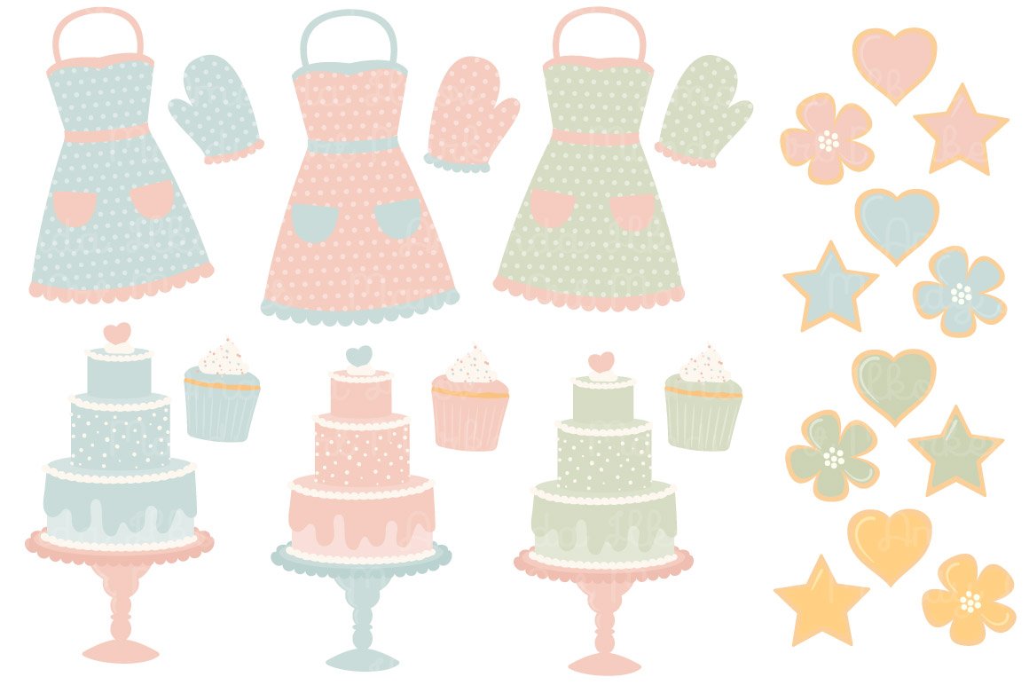 Soft Pastel Baking Clipart preview image.