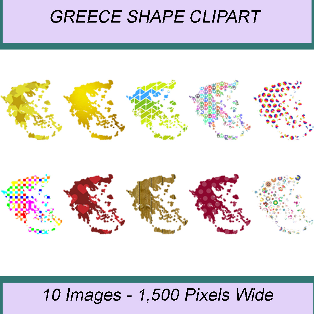 GREECE SHAPE CLIPART ICONS cover image.
