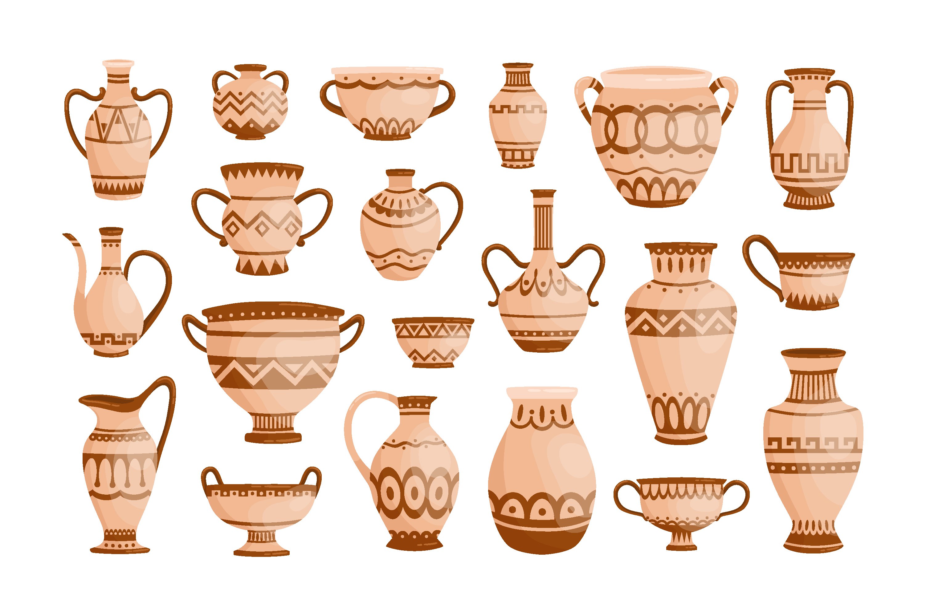 Greek Hellenic pottery vases set cover image.