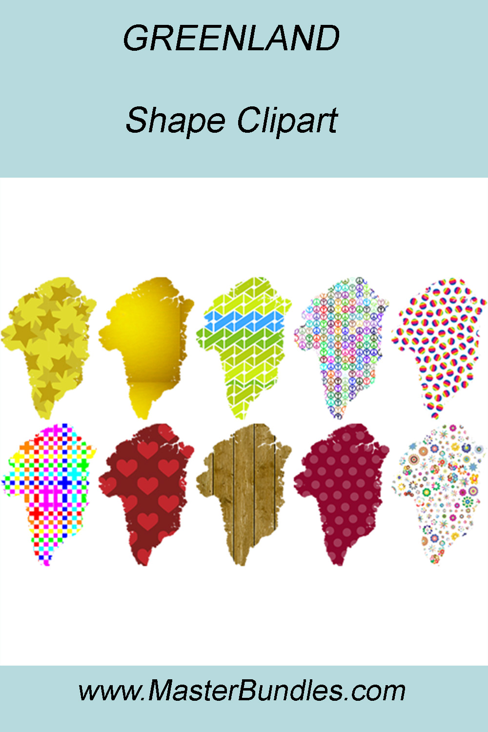 GREENLAND SHAPE CLIPART ICONS pinterest preview image.