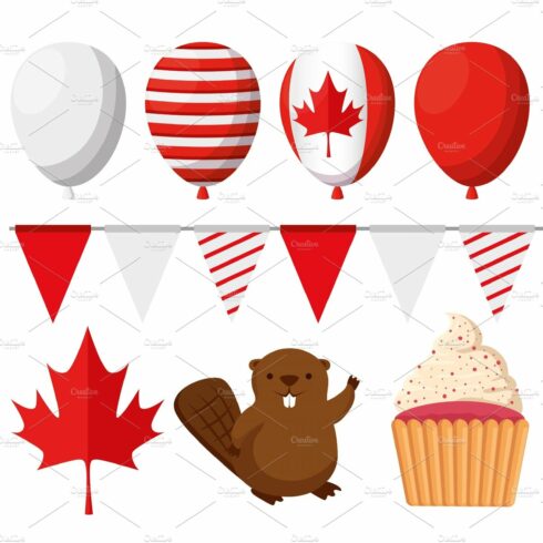 set of happy canada holiday with cover image.