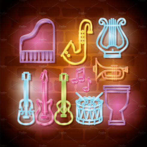tropical instruments neon labels cover image.