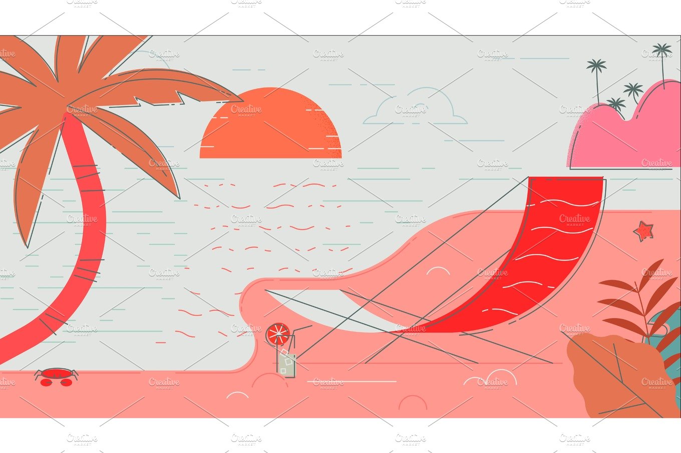 Beach Summer Vector Illustration cover image.