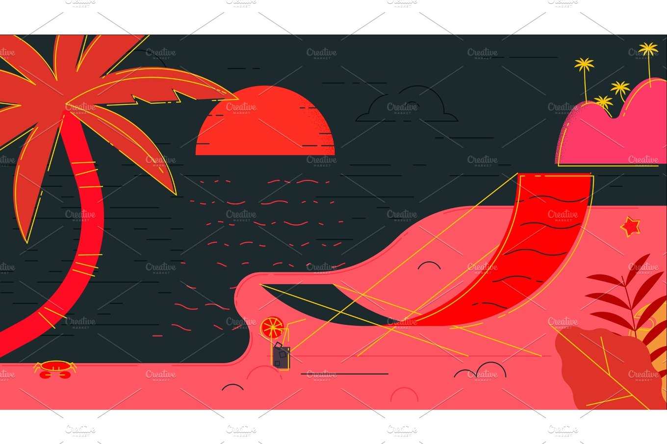 Beach Summer Vector Illustration cover image.