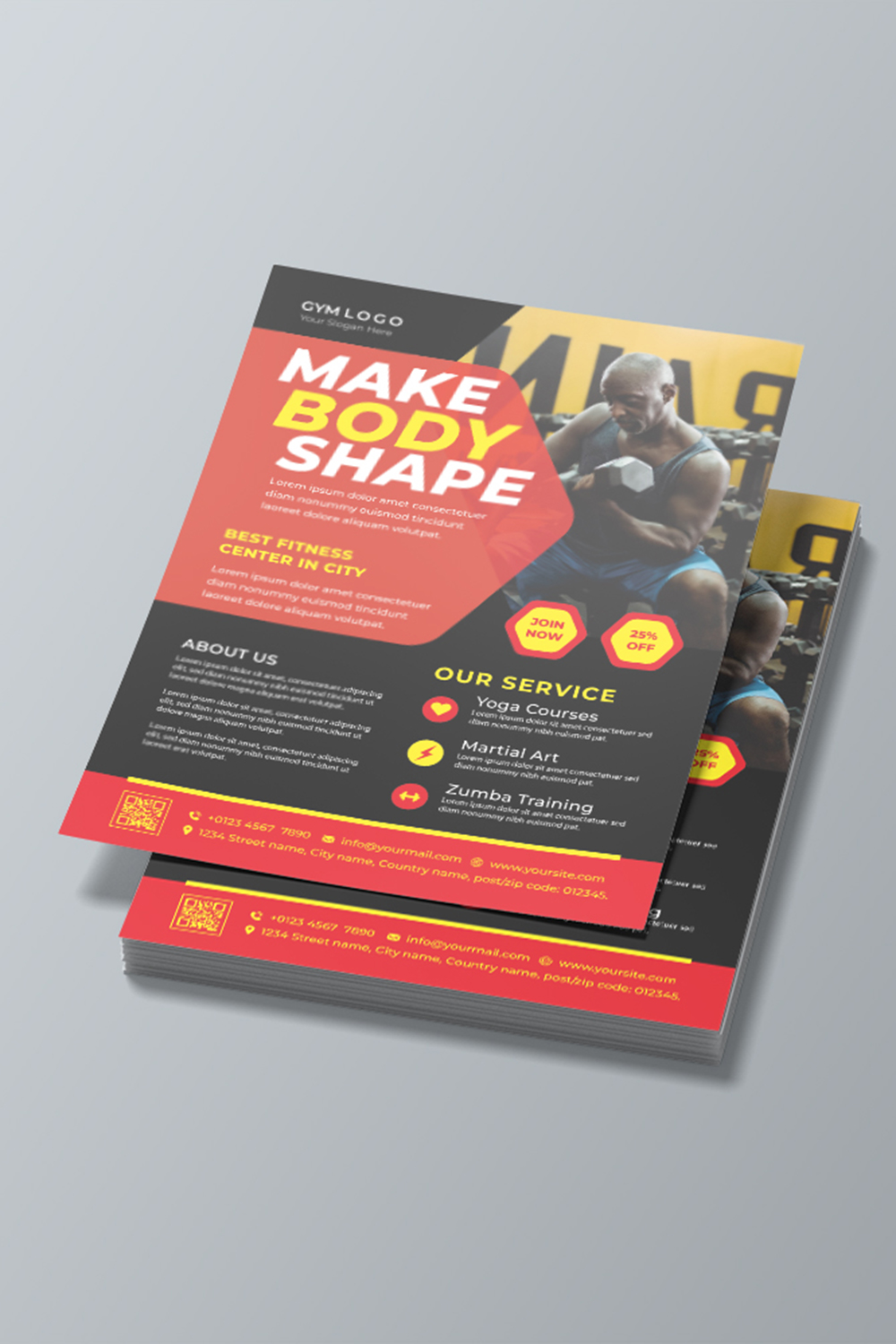 GYM Flyer Template Design pinterest preview image.