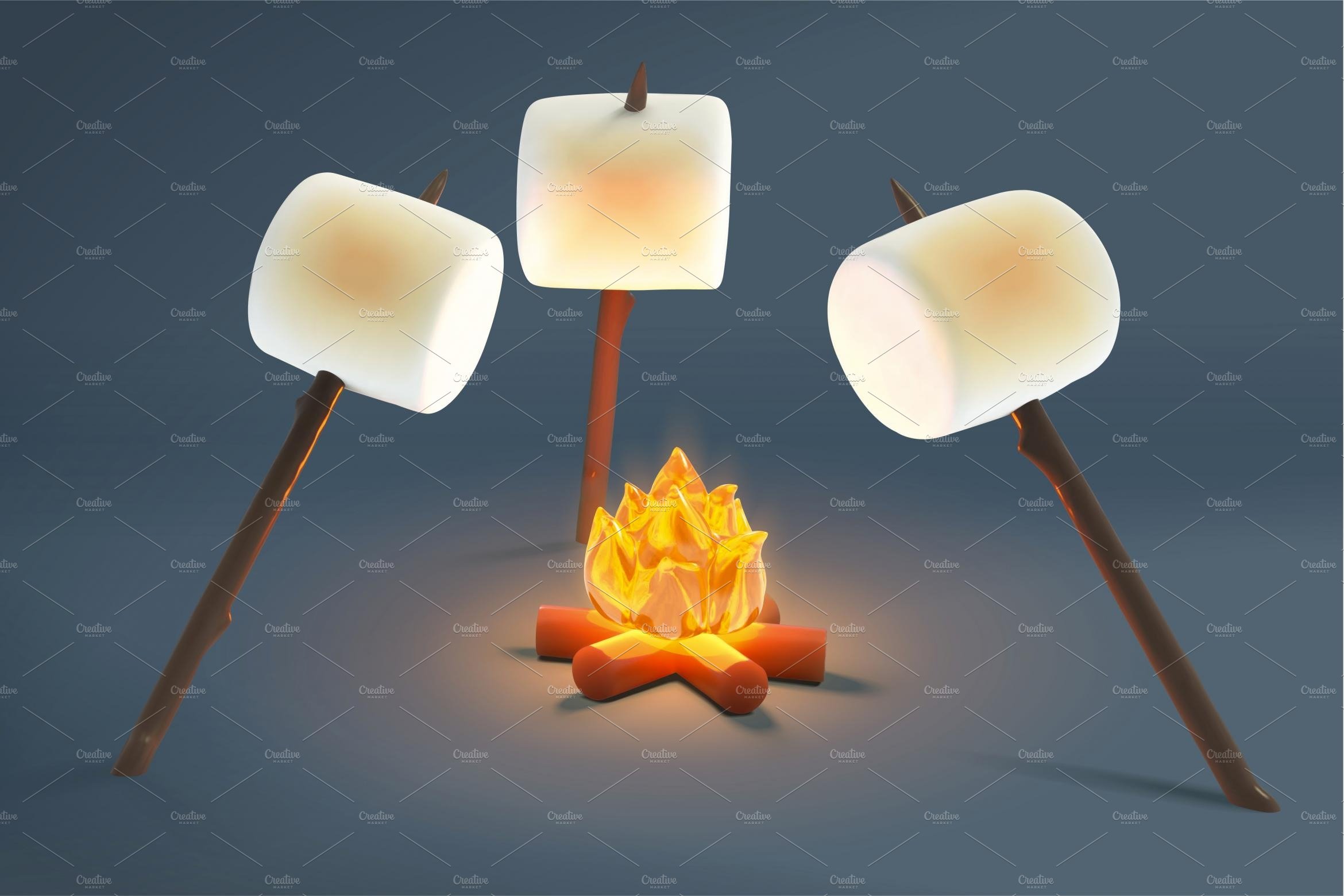 Roasting of marshmallows on bonfire cover image.