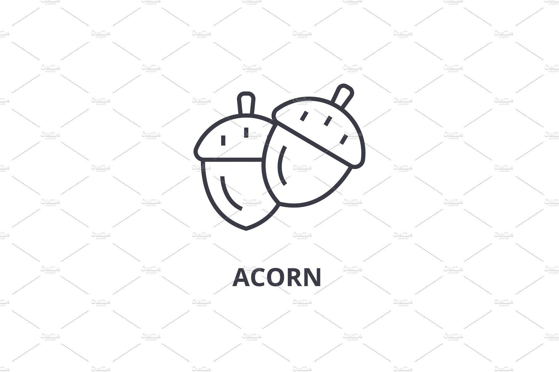 acorn line icon, outline sign, linear symbol, vector, flat illustration cover image.