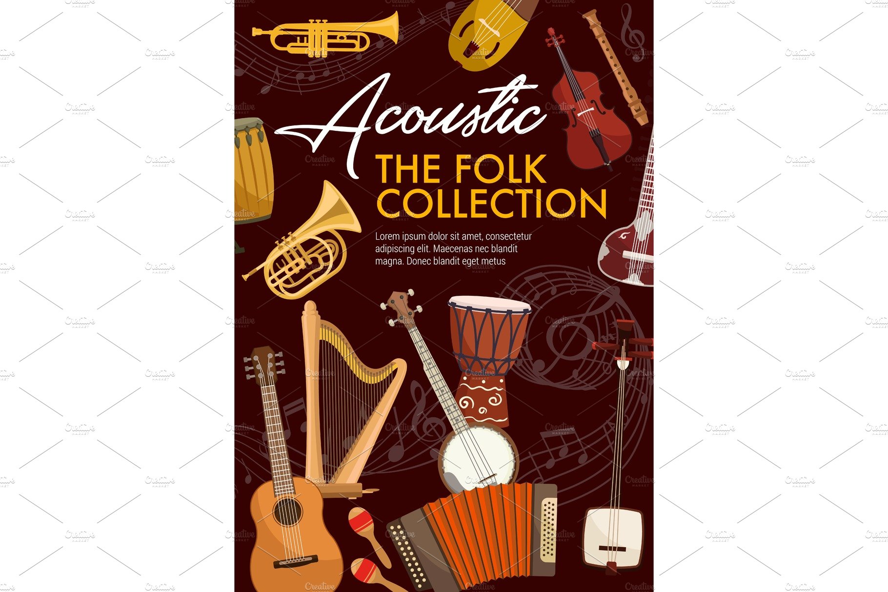 Acoustic musical instruments, music cover image.