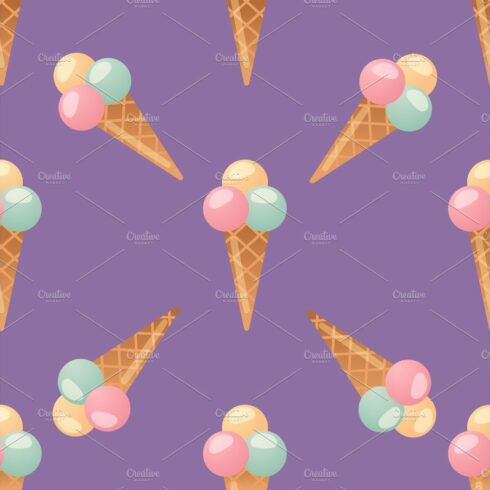 ice cream seamless pattern background dessert vector illustration food swee... cover image.