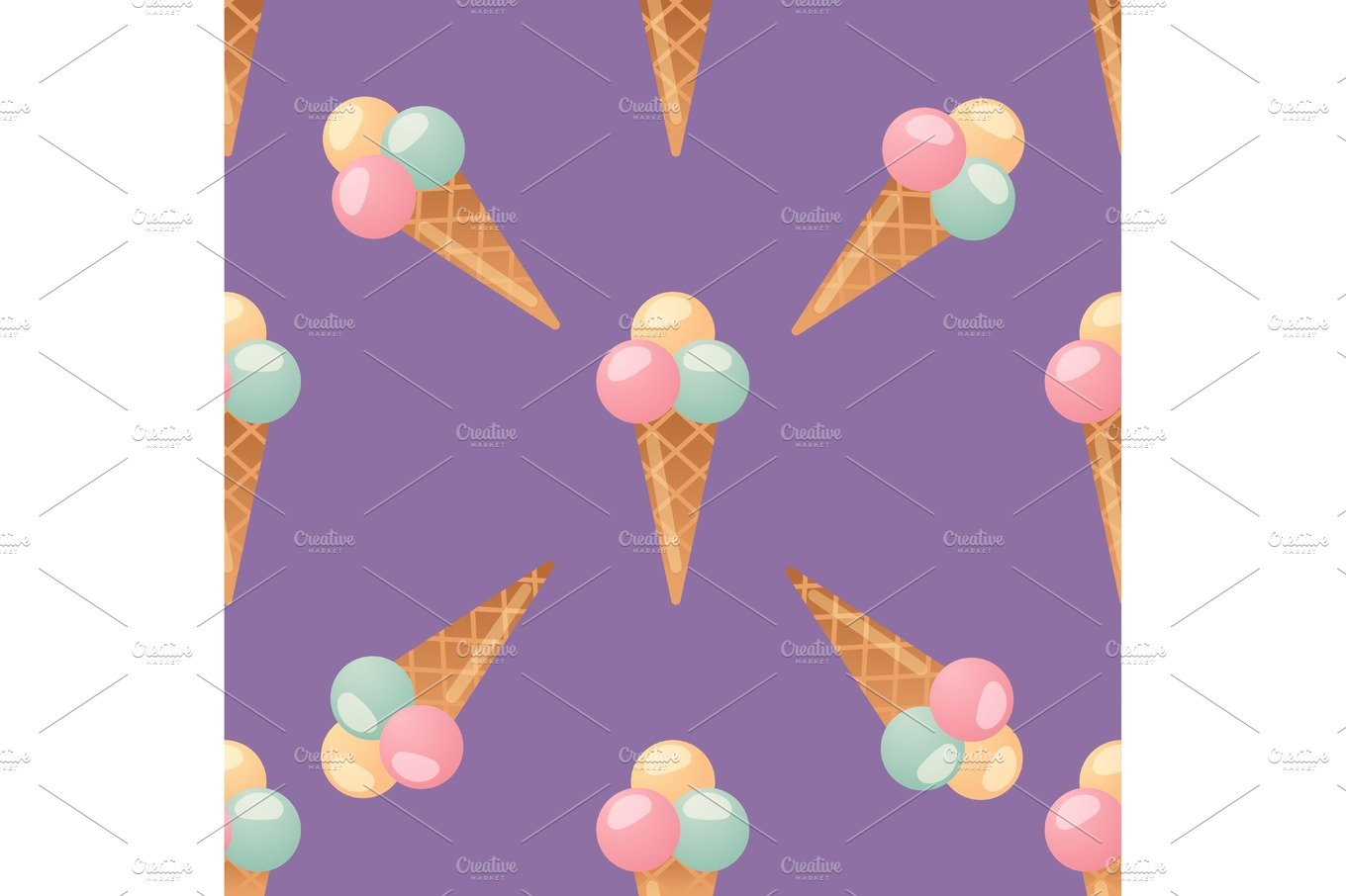 ice cream seamless pattern background dessert vector illustration food swee... cover image.