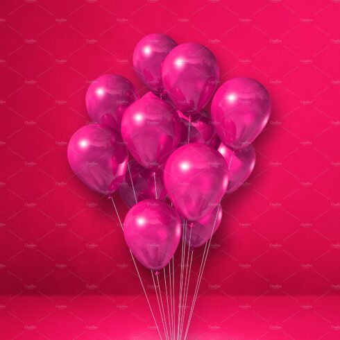 Balloons bunch on a pink wall background cover image.