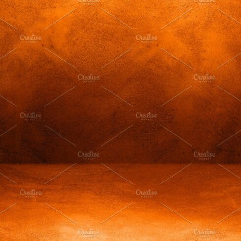 Empty dark orange concrete interior background banner cover image.