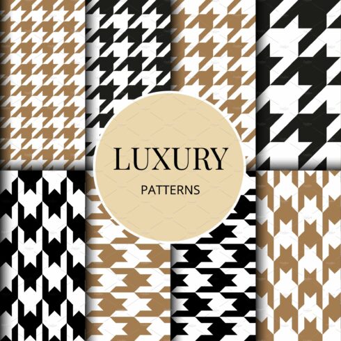 Houndstooth patterns set. Fabric cover image.