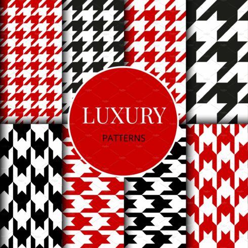Houndstooth patterns set. Fabric cover image.