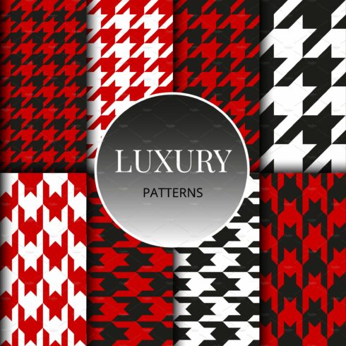 Houndstooth seamless patterns set cover image.