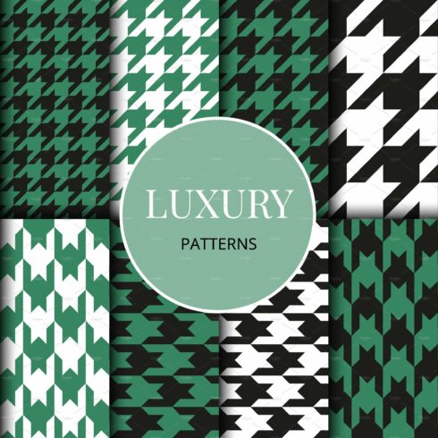 Houndstooth green patterns set cover image.