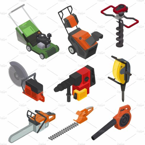 Power tools vector electric cover image.