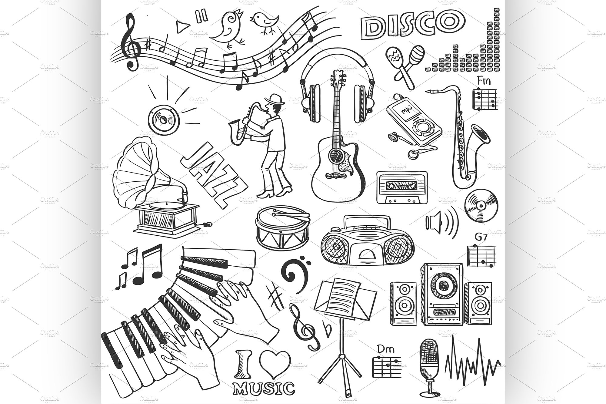 Hand drawn music cover image.