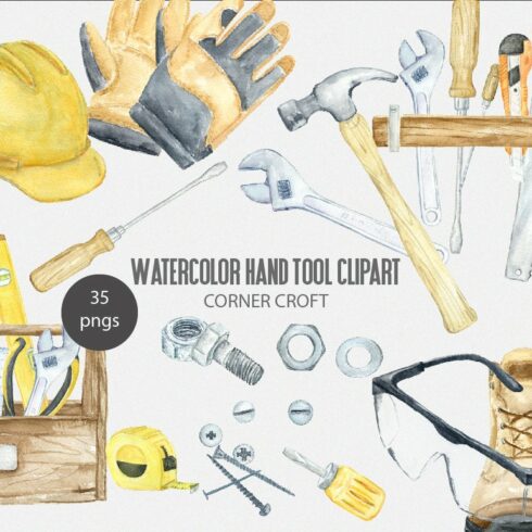 Watercolor Hand Tool Illustration cover image.