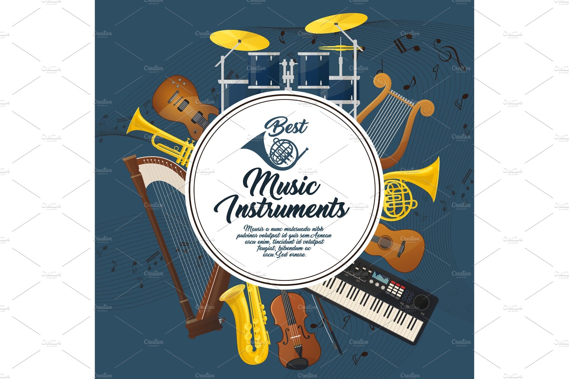 Sound equipment and music instruments with notes cover image.
