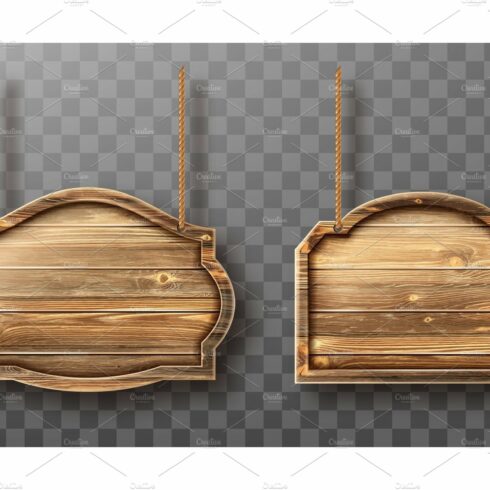 Wooden boards on ropes set cover image.