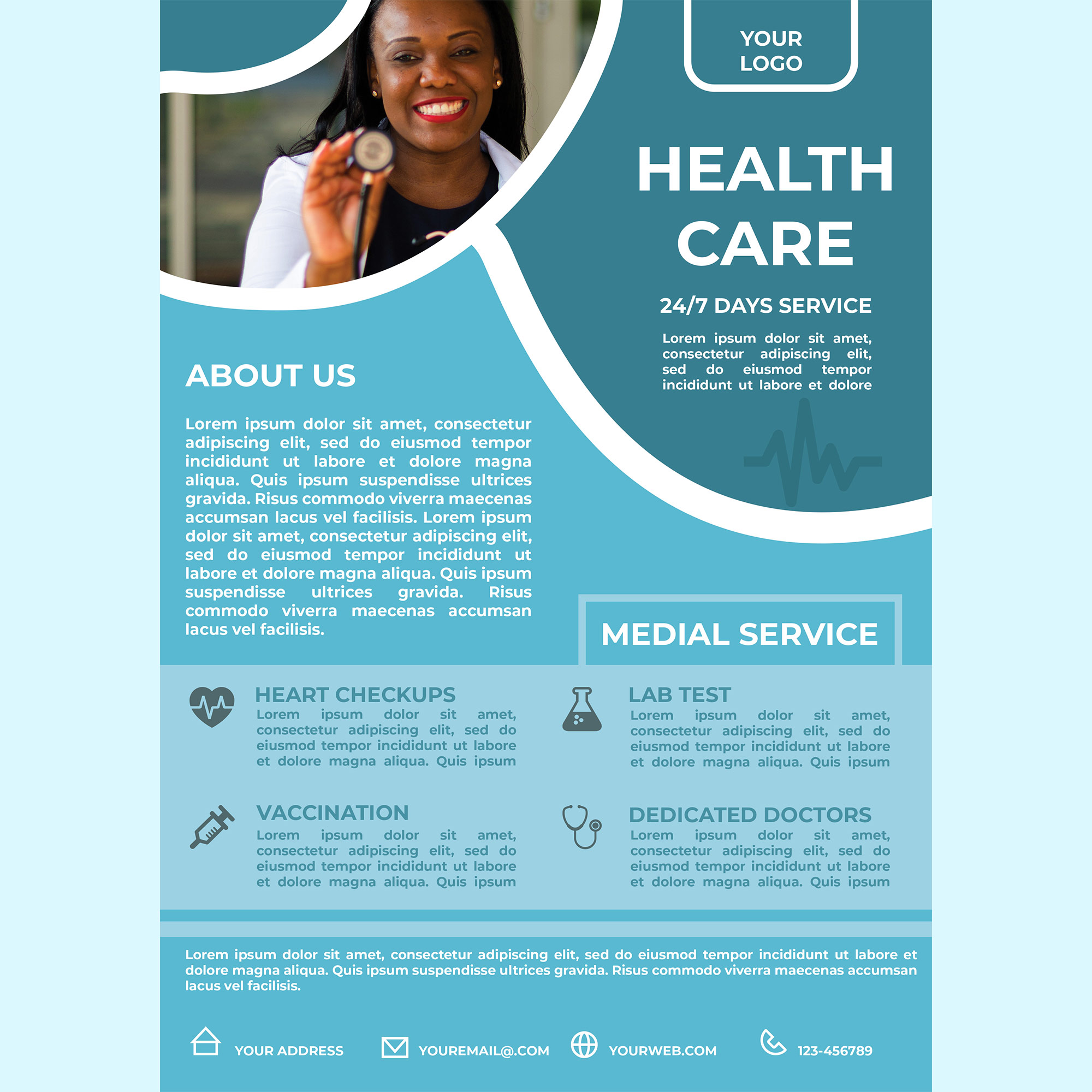 Medical healthcare flyer design cover image.