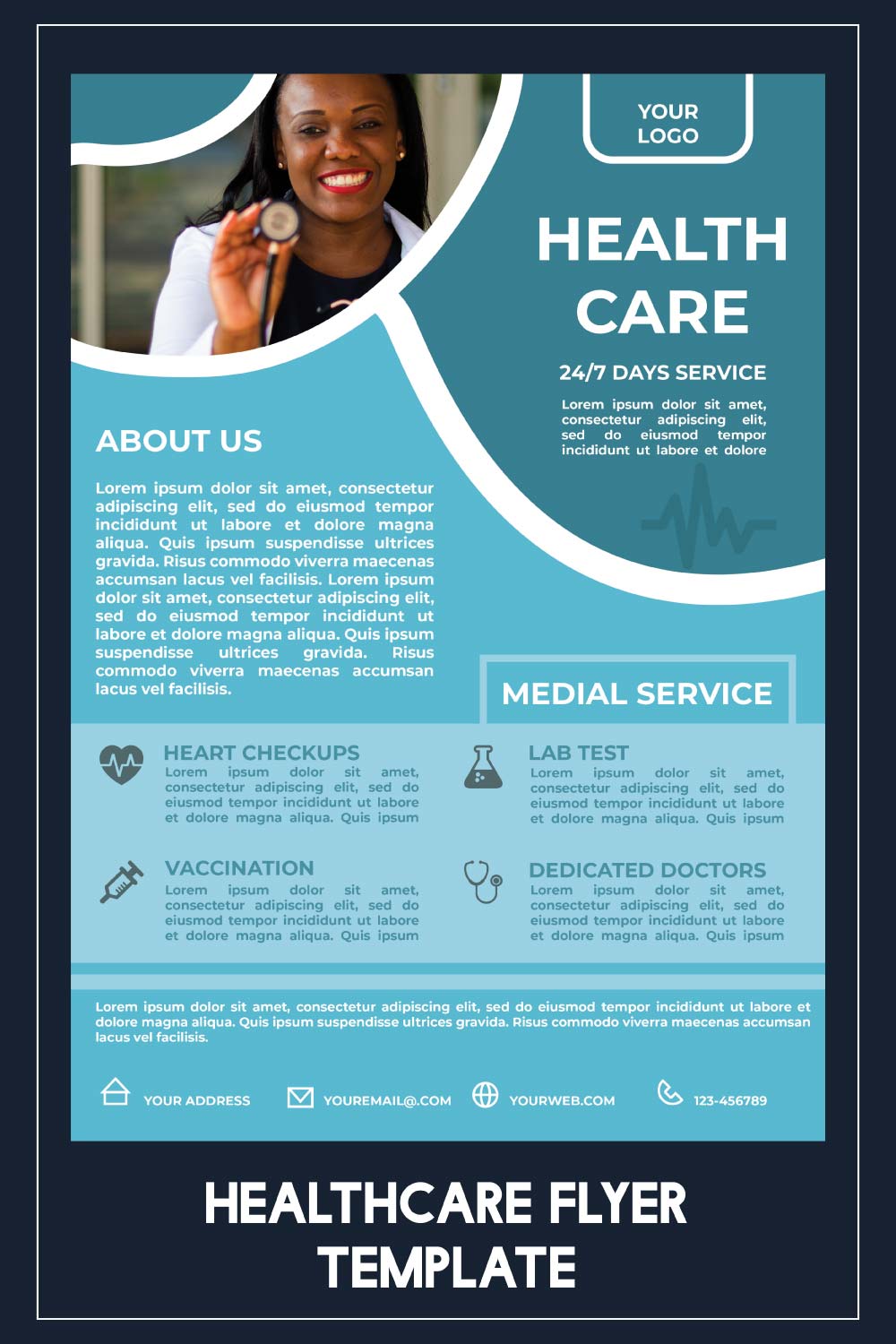 Medical healthcare flyer design pinterest preview image.