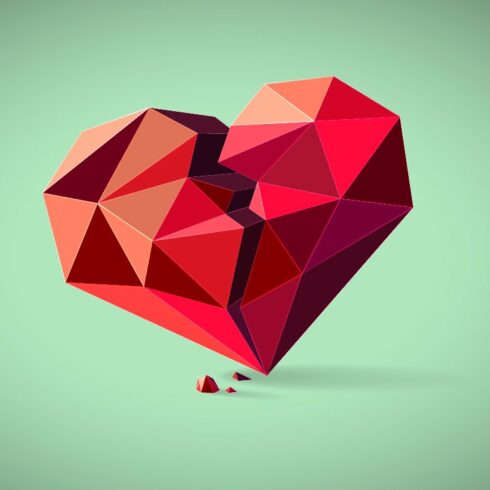 Broken heart consisting of triangles cover image.