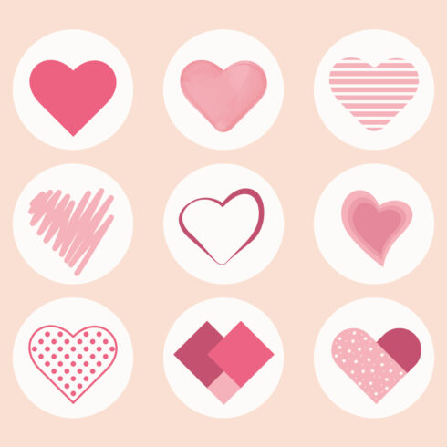 Set of hearts, beautiful and different hearts for you cover image.