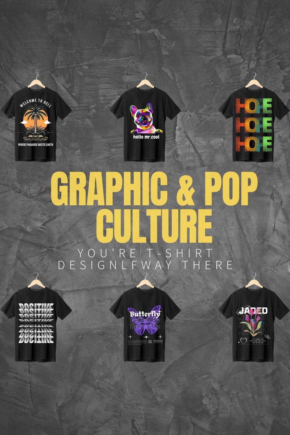 Graphic and Pop Culture T-Shirt Design pinterest preview image.