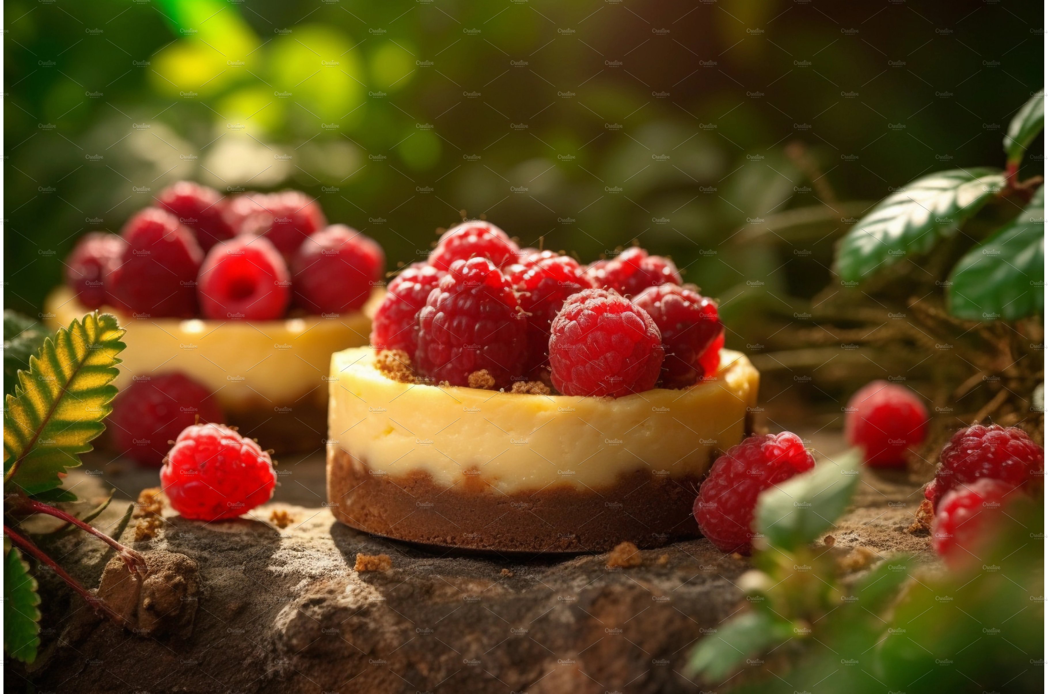 Close up of mini cheesecakes with cover image.