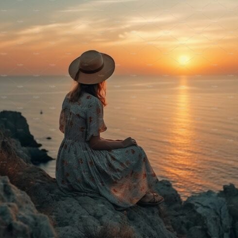 A young woman enjoying sunset cover image.