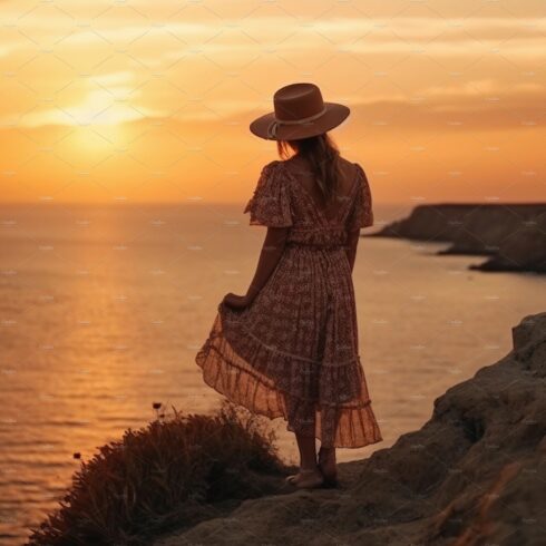 A young woman enjoying sunset cover image.