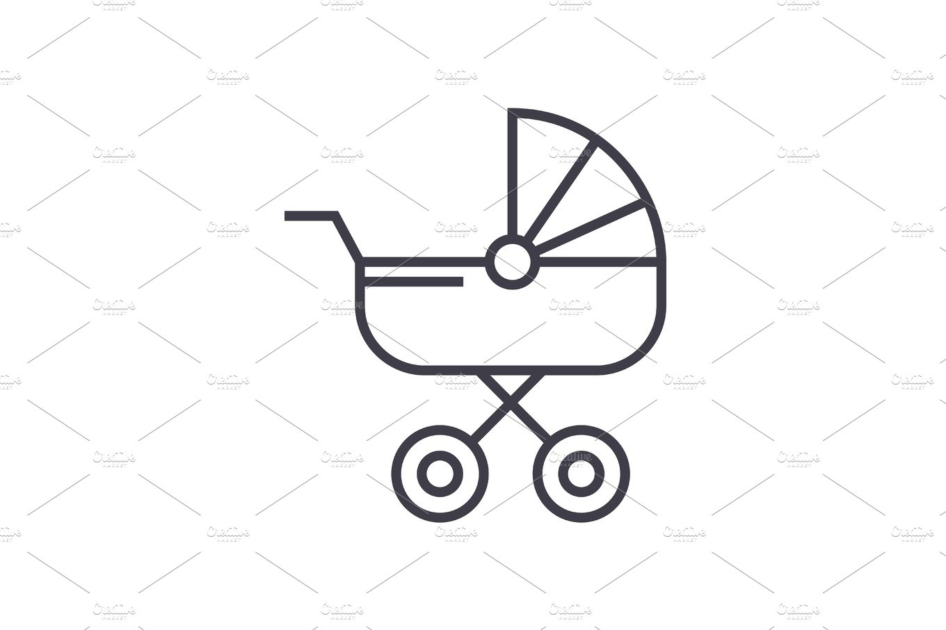 baby carriage vector line icon, sign, illustration on background, editable ... cover image.