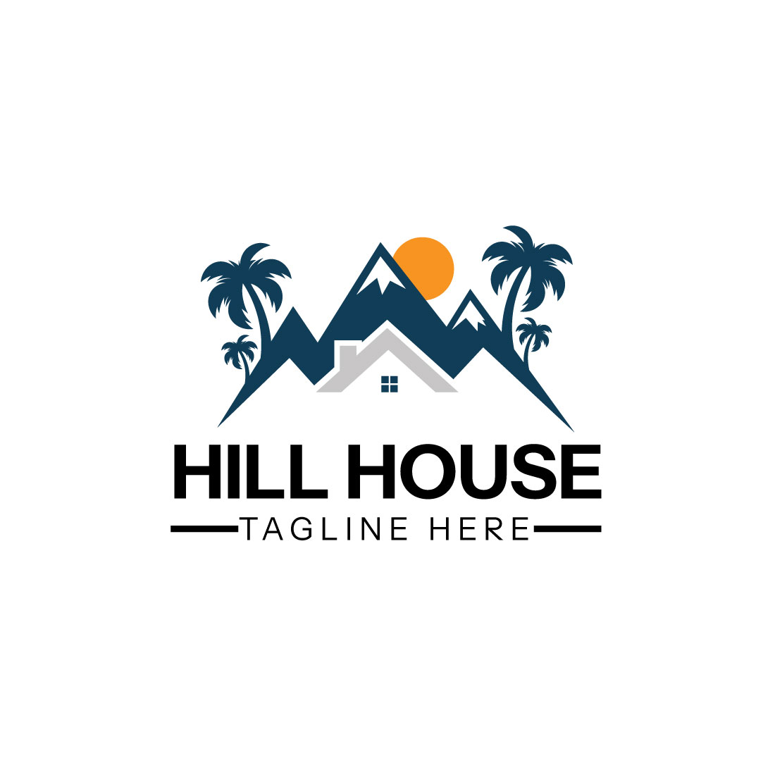 Nature Mountain house logo inspiration, hill real estate logo design vector preview image.