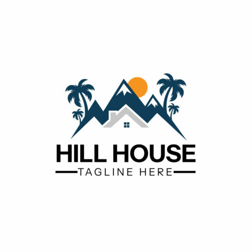 Nature Mountain house logo inspiration, hill real estate logo design vector cover image.