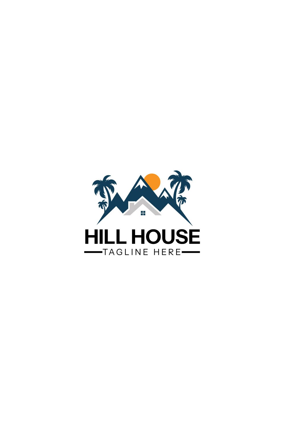 Nature Mountain house logo inspiration, hill real estate logo design vector pinterest preview image.