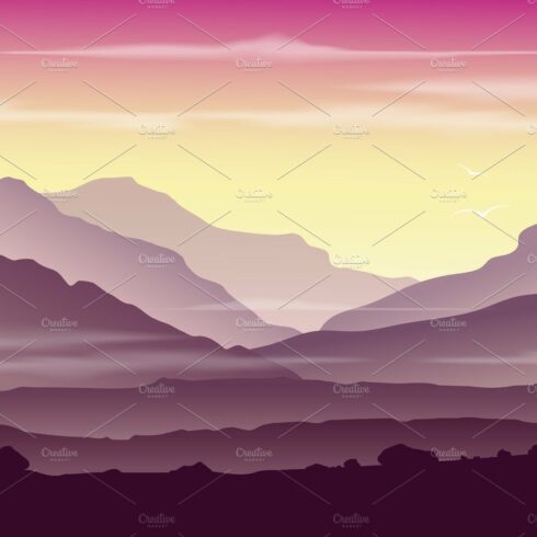 Mountain landscape vector cover image.
