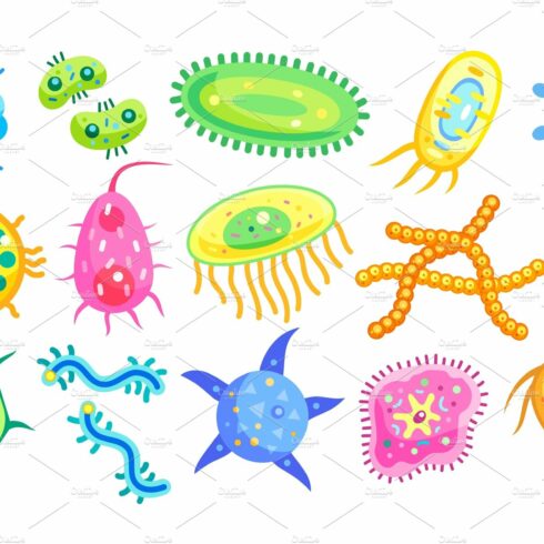 Bacteria Micro Creatures Set Vector cover image.
