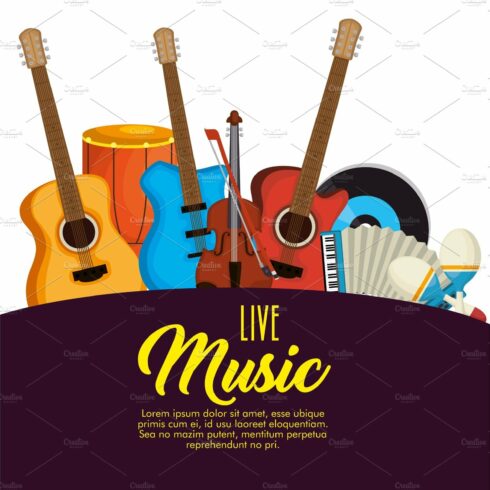 set musical instruments icons cover image.