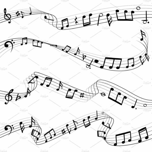 Music notes flowing. Musical note cover image.