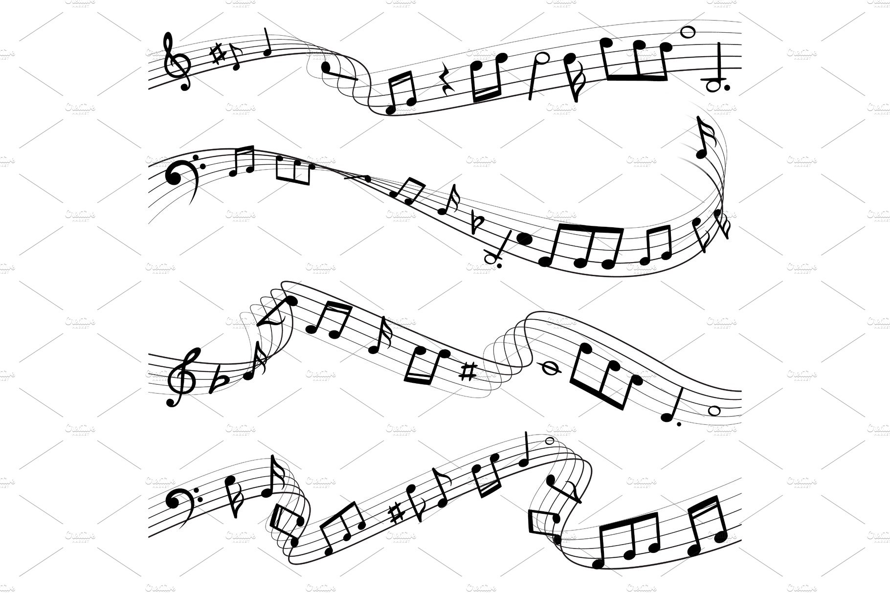 Music notes flowing. Musical note cover image.