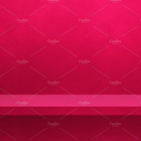 Empty shelf on a pink wall. Background template. Horizontal bann cover image.