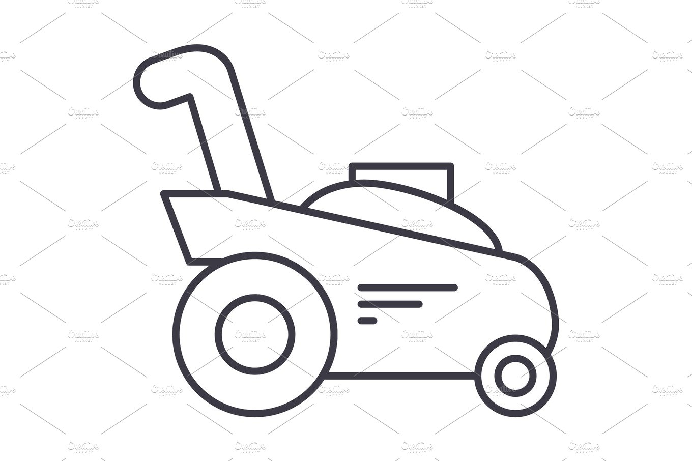 grass cutter,gardening machine vector line icon, sign, illustration on back... cover image.