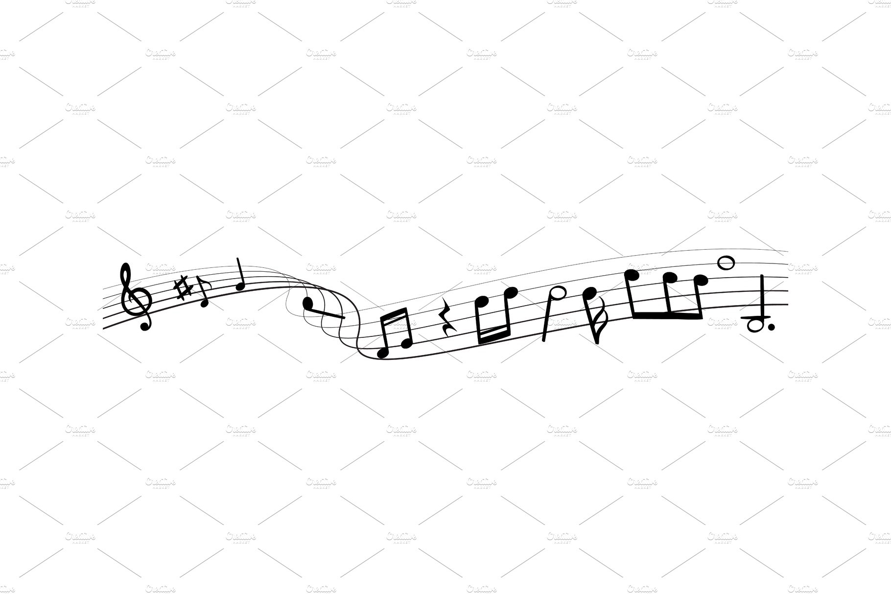 Music notes silhouettes. Monochrome cover image.