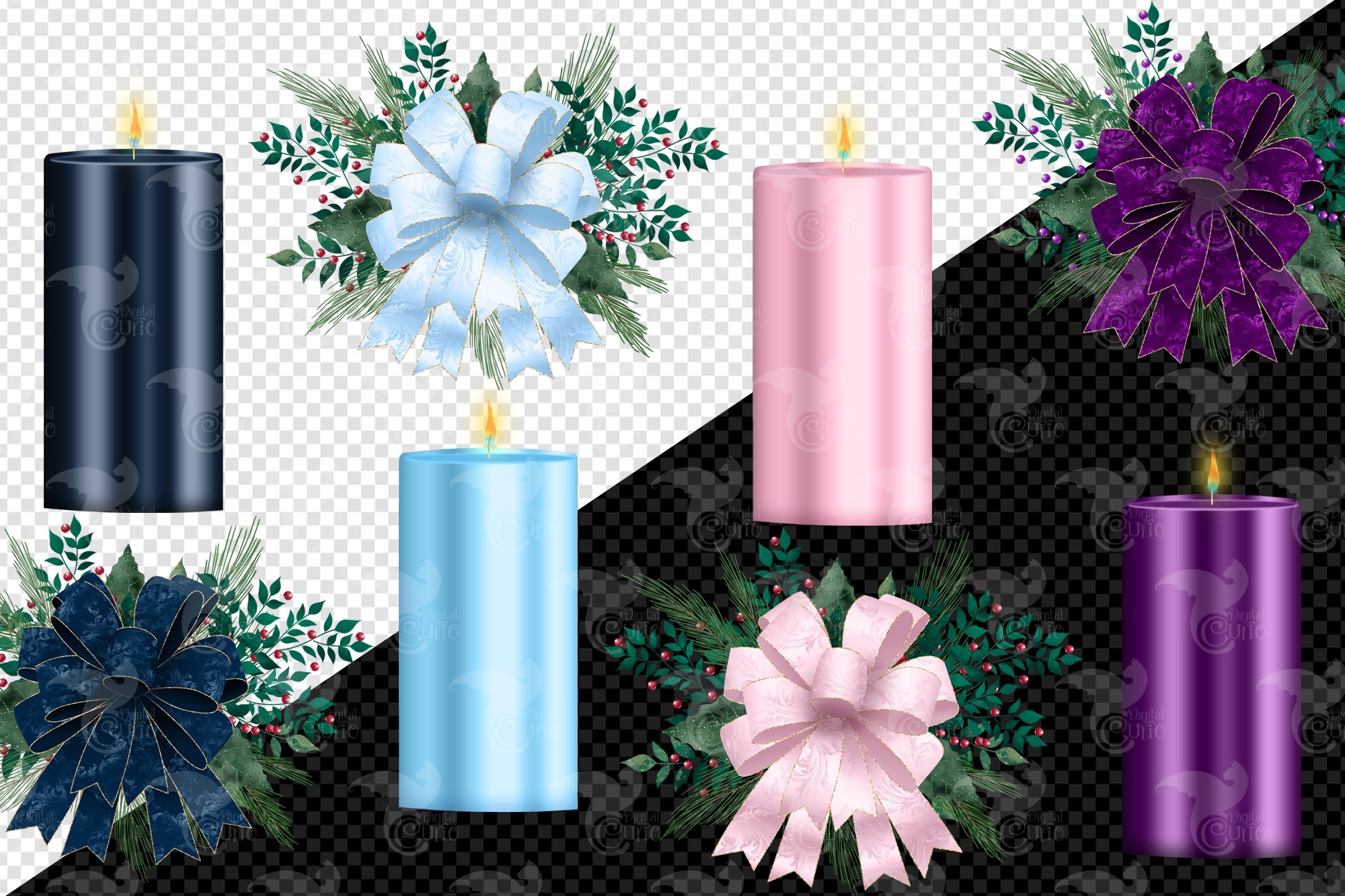 holiday candle bouquet clipart preview 3 447
