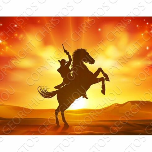 Cowboy Horse Silhouette Sunset cover image.